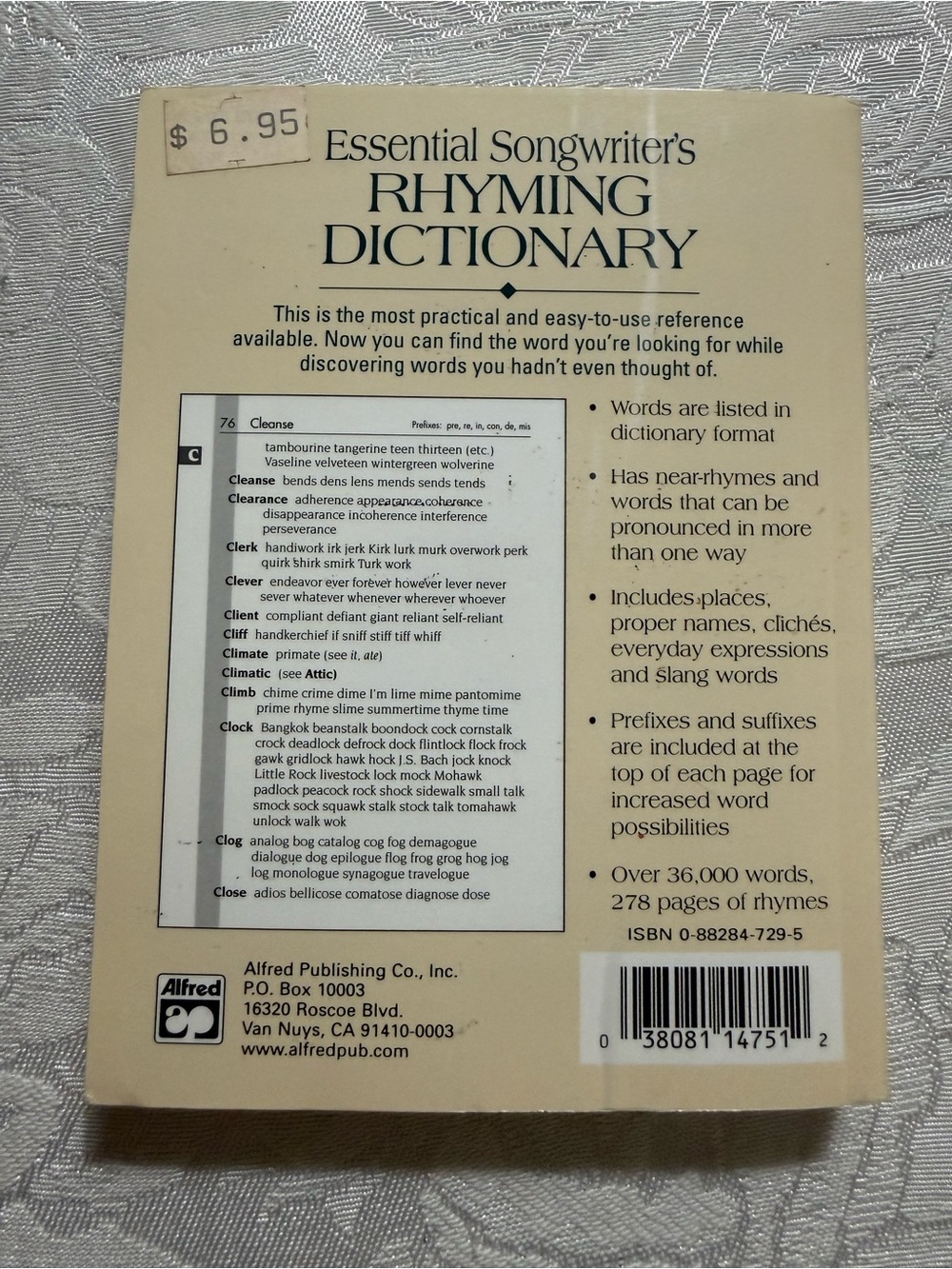 Essential Songwriter's Rhyming Dictionary by Alfred - Picture 3 of 6